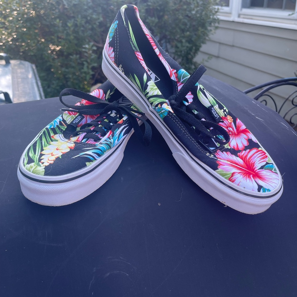 Vans Black Floral Canvas Sneakers